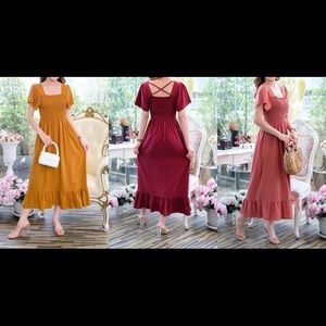 Women Lady Square Neck Maxi Summer Dress Beach. One size.Model Height: 5'4"